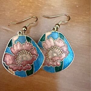 Floral Enamel Drop Earrings